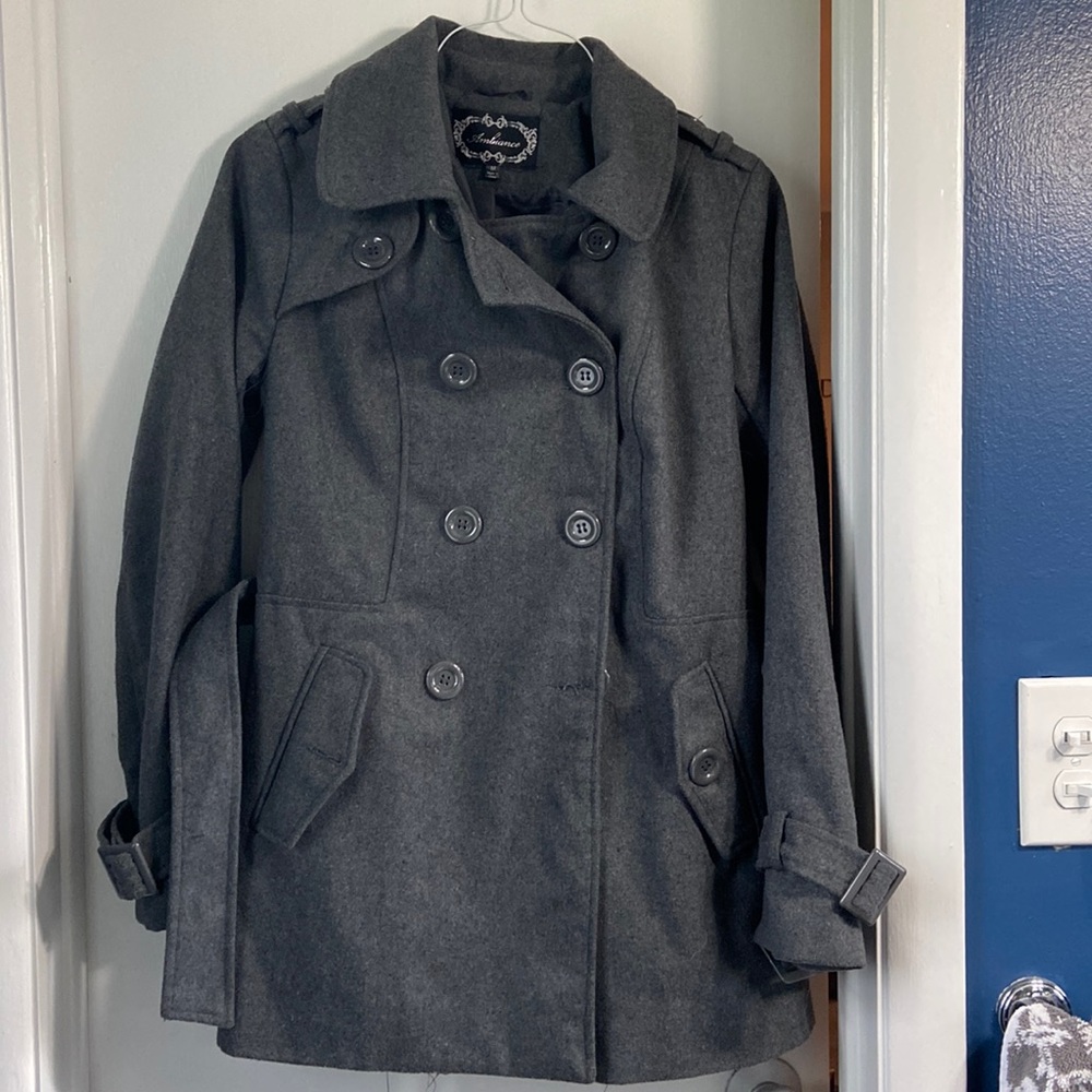 Women’s 90% polyester 10% wool grey pea coat